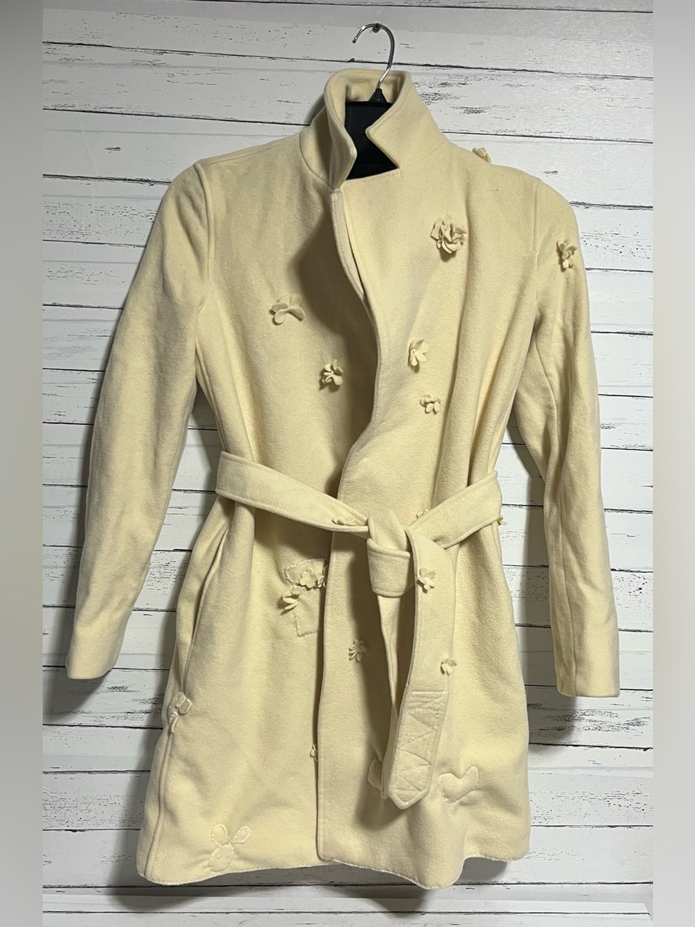 One-of-a-Kind Wearable Art Wool Coat Upcycled Ralph Lauren Handmade Floral